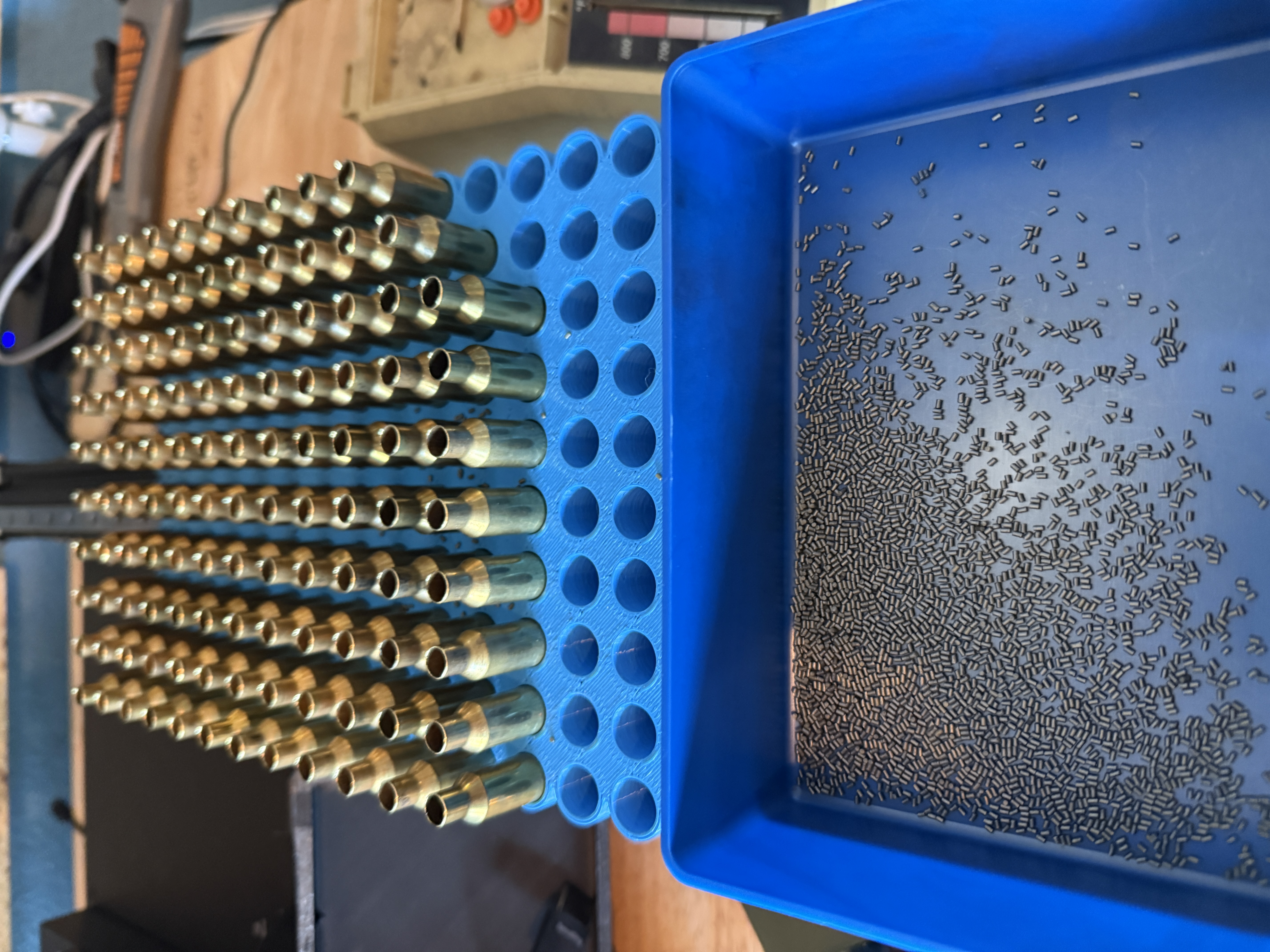 LoadBot tray staged with cartridge cases